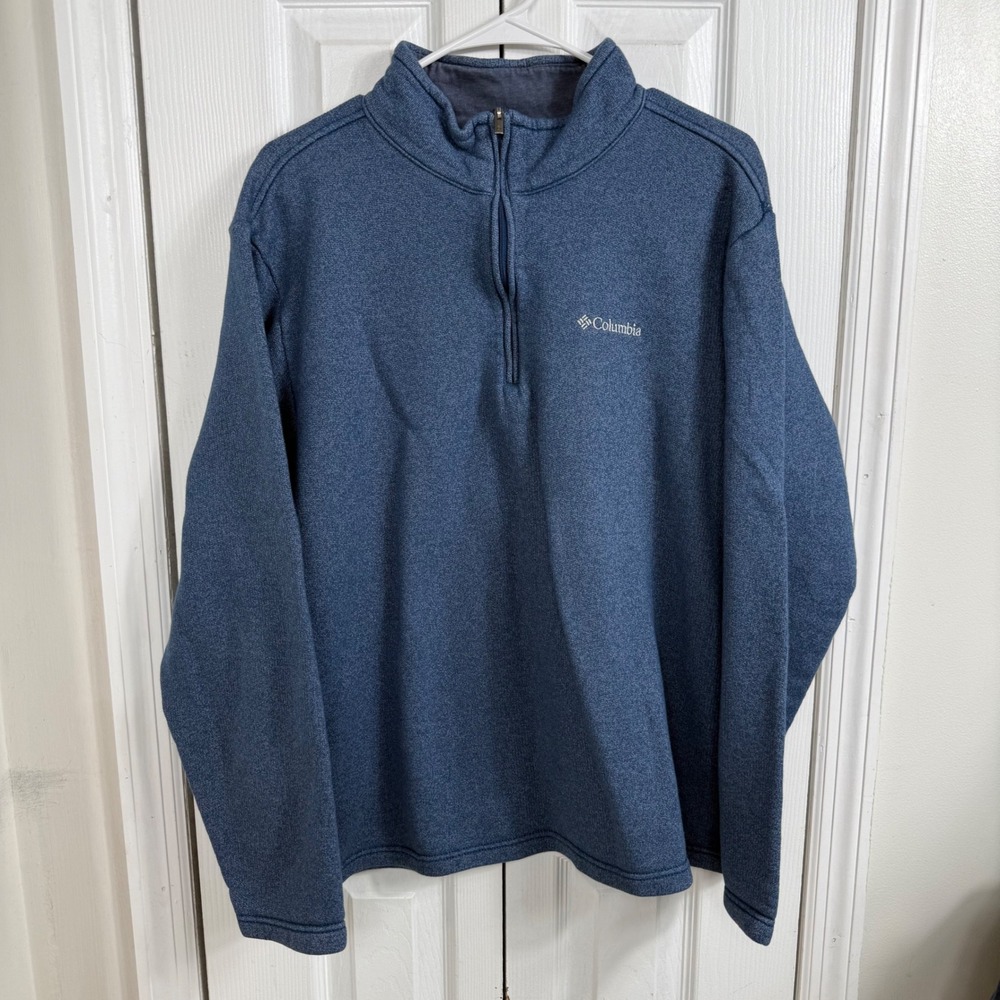 Columbia Quarter Zip Pullover XL Blue Gorpcore Minimalist Sweater